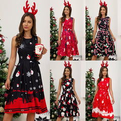 Round Neck Sleeveless Christmas Dress