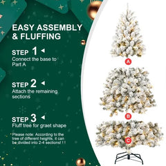 5ft Pre-lit Flocked Artificial Christmas Tree Environmentally Friendly Fireproof Artificial Christmas Flocked Tree