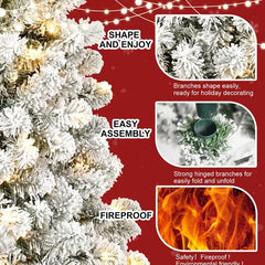 5ft Pre-lit Flocked Artificial Christmas Tree Environmentally Friendly Fireproof Artificial Christmas Flocked Tree