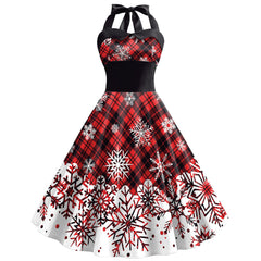 Christmas Dress Christmas Snowflake Print Women's