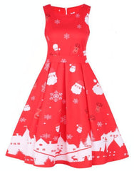 Round Neck Sleeveless Christmas Dress